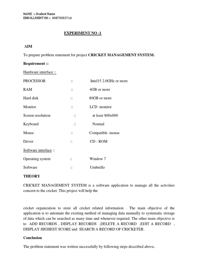 Cricket Managment System | PDF | Databases | Operating System