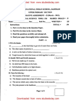 CBSE Class 5 Science Question Paper SA2 2013