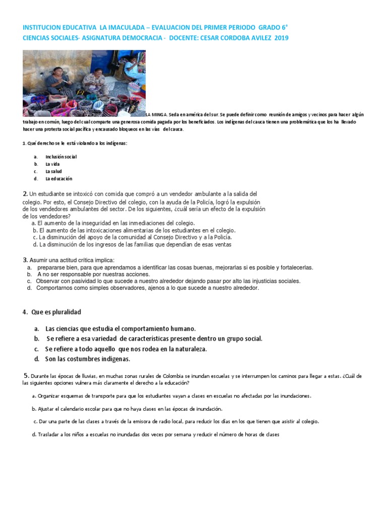 Evaluación de Democracia en Sexto Grado | PDF | Democracia | Ideologías ...