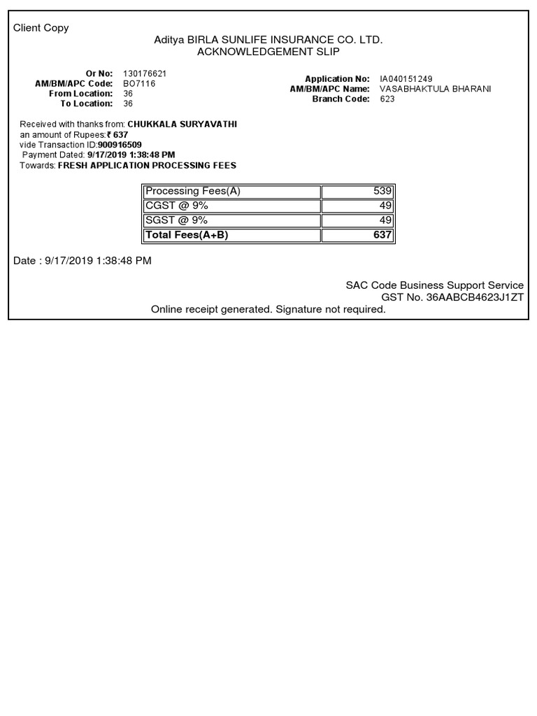 Total Fees (A+B) 637: or No: AM/BM/APC Code: From Location: To Location ...