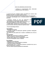 O Processo de Aprendizagem Motora