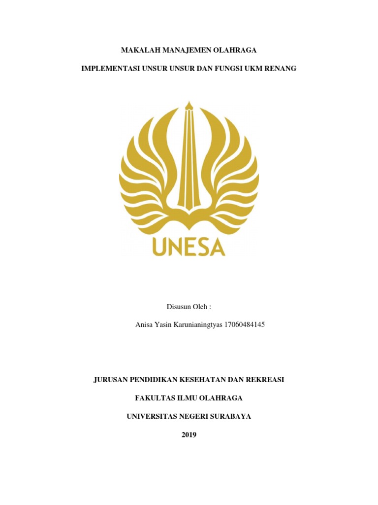 Makalah Manajemen Olahraga Implementasi Unsur Unsur Dan Fungsi Ukm Renang