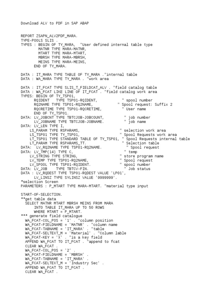 Alv To PDF in Sap Abap PDF Computer Data Digital Technology