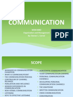 Communication: MDM B002 Organization and Management By: Denver L. Cornel