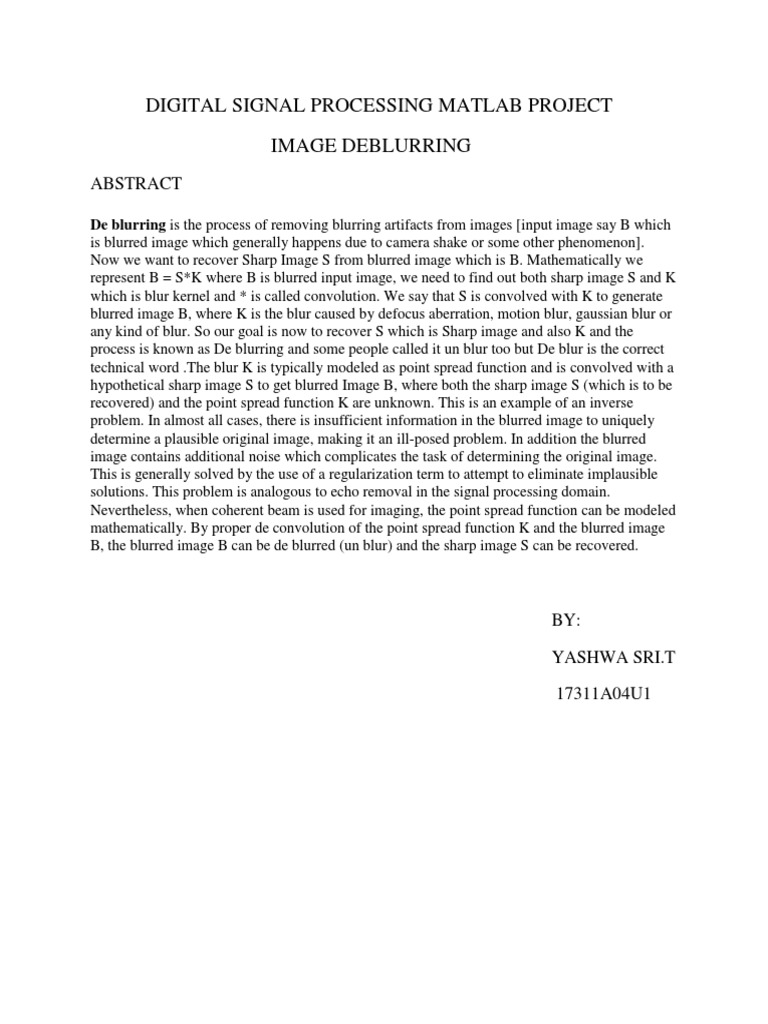 Digital Signal Processing Matlab Project PDF