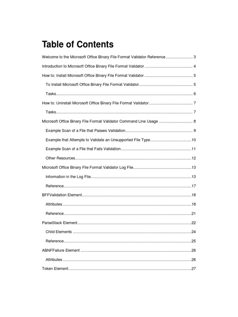BFFValidator Reference PDF | PDF | File Format | Microsoft Excel
