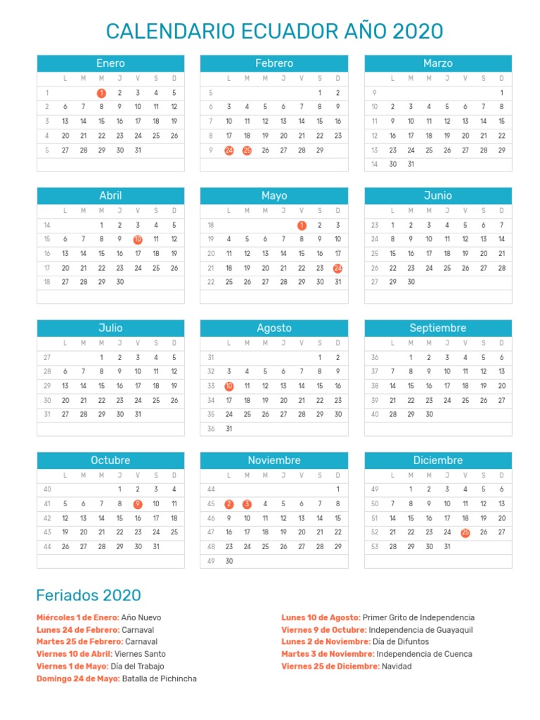 Feriados Ecuador 2020 | PDF | Calendario | Agitación