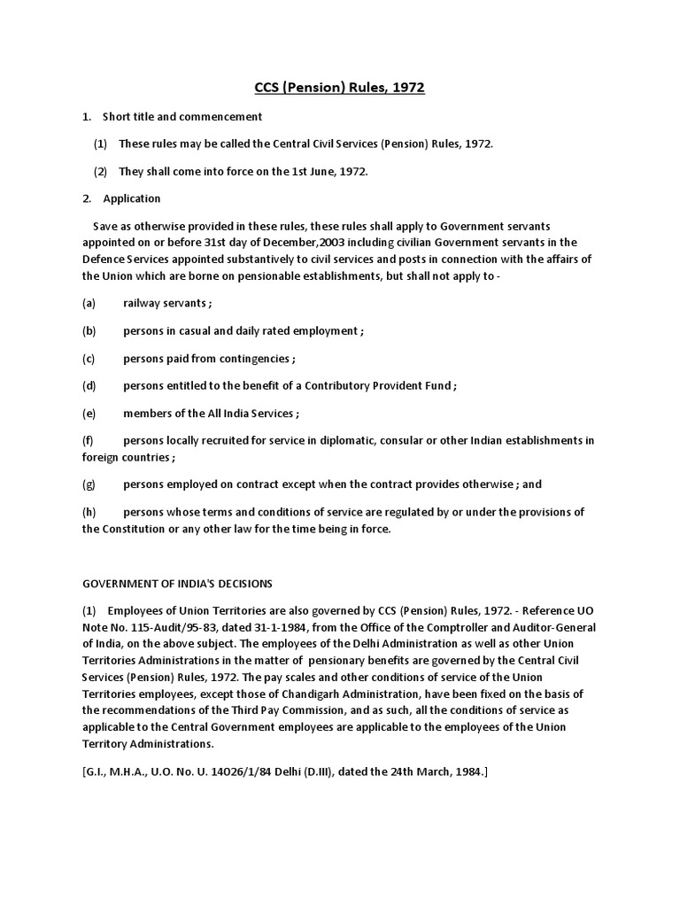 CENTRAL CIVIL SERVICES PENSION RULES 1972 PDF INDIA visual data 3