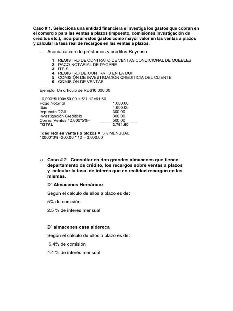 Cálculo de Tasa de Interés Real en Créditos | PDF