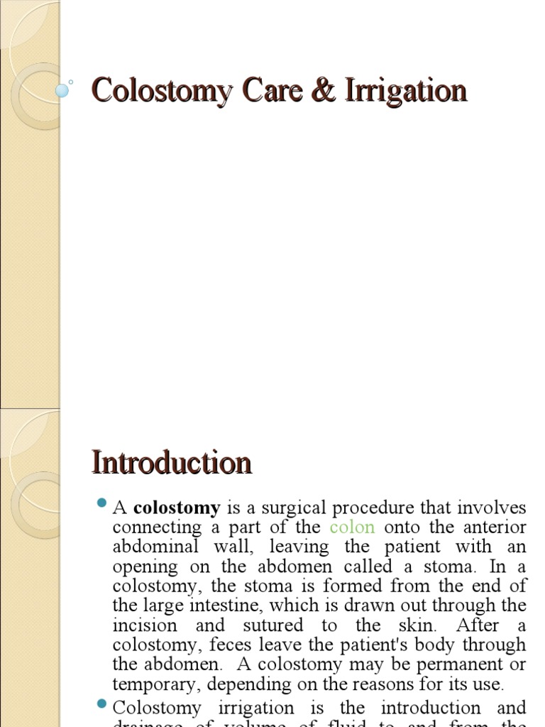 Colostomy Care & Irrigation PDF Gastroenterology Medical Specialties