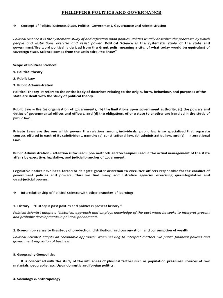 Philippine Politics and Governance Overview | PDF | Federal Government ...