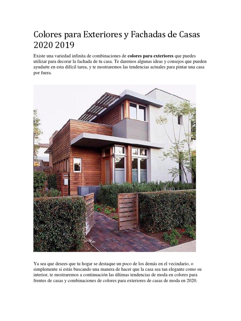 Colores para Exteriores y Fachadas de Casas 2020 2019 | PDF