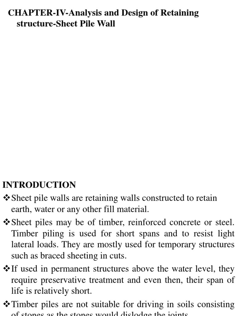 Chapter-IV - Design of Sheet Pile Wall | PDF | Deep Foundation ...