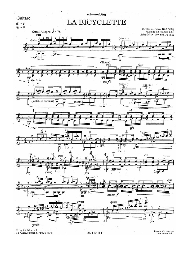 Roland Dyens La Bicyclette PDF