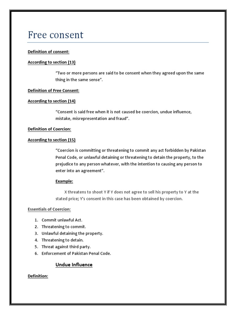 FREE CONSENT MEANING AND DEFINITION intelligence overview