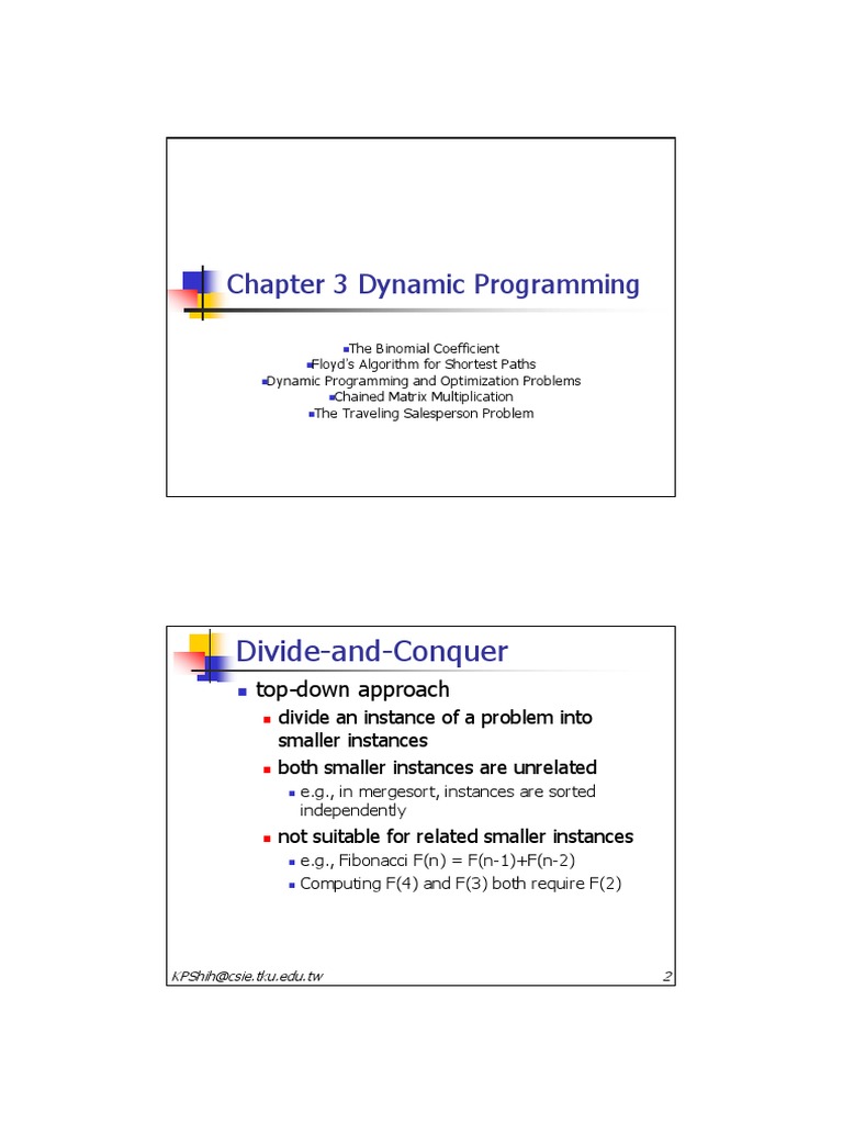 Chapter 3 Dynamic Programming: Divide-and-Conquer | PDF | Dynamic ...