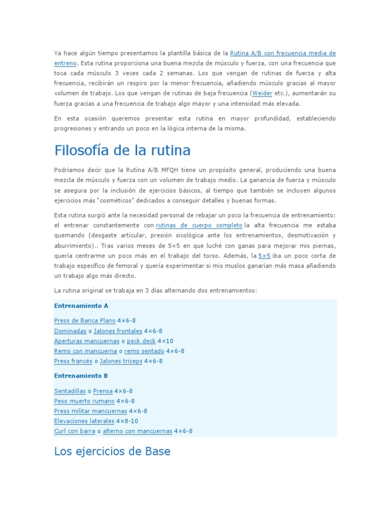 Rutina AB | PDF | Ejercicio físico | Recreación