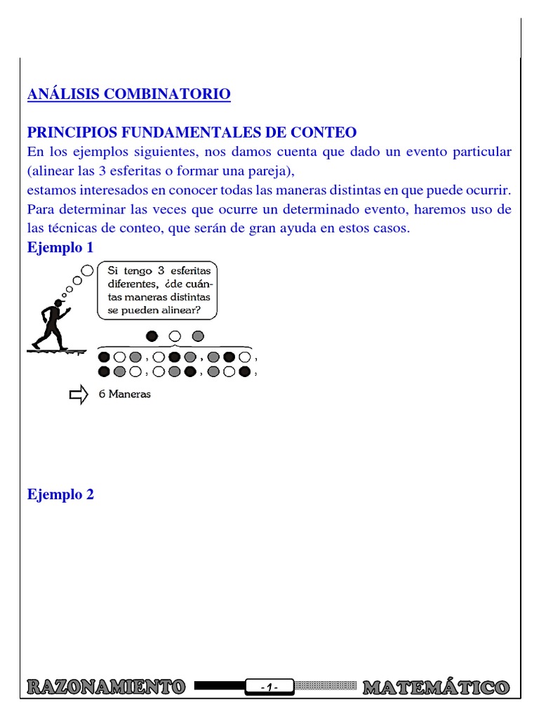 Análisis Combinatorio Principios Fundamentales de Conteo | PDF ...