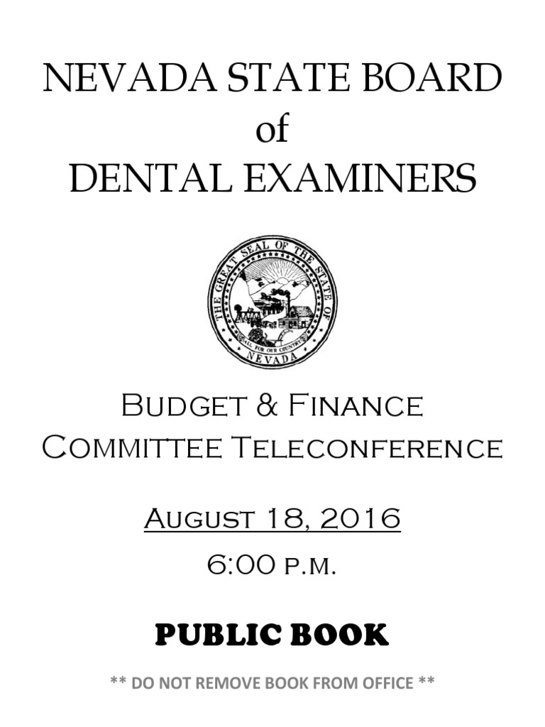 2016 Nevada Dental Board of Examiners Audit PDF Dental Hygienist