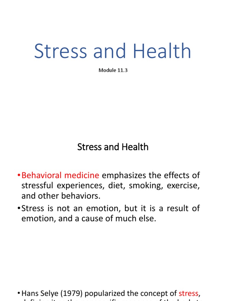 Stress and Health | PDF | Stress (Biology) | Adrenocorticotropic Hormone