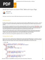 JavaScript Export To Excel HTML Table With Input Tags - CodeProject