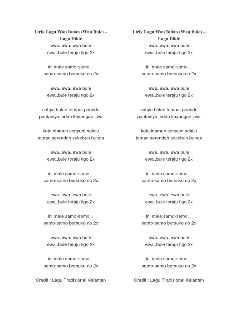 Lirik Lagu Wau Bulan Pdf