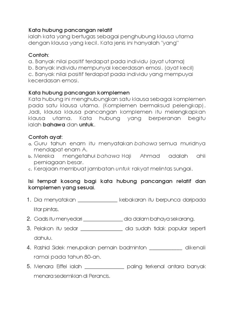 Kata Hubung Pancangan Relatif