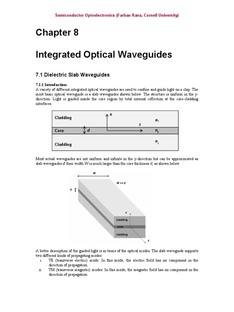 Integrated Optical Waveguides PDF Waveguide Force