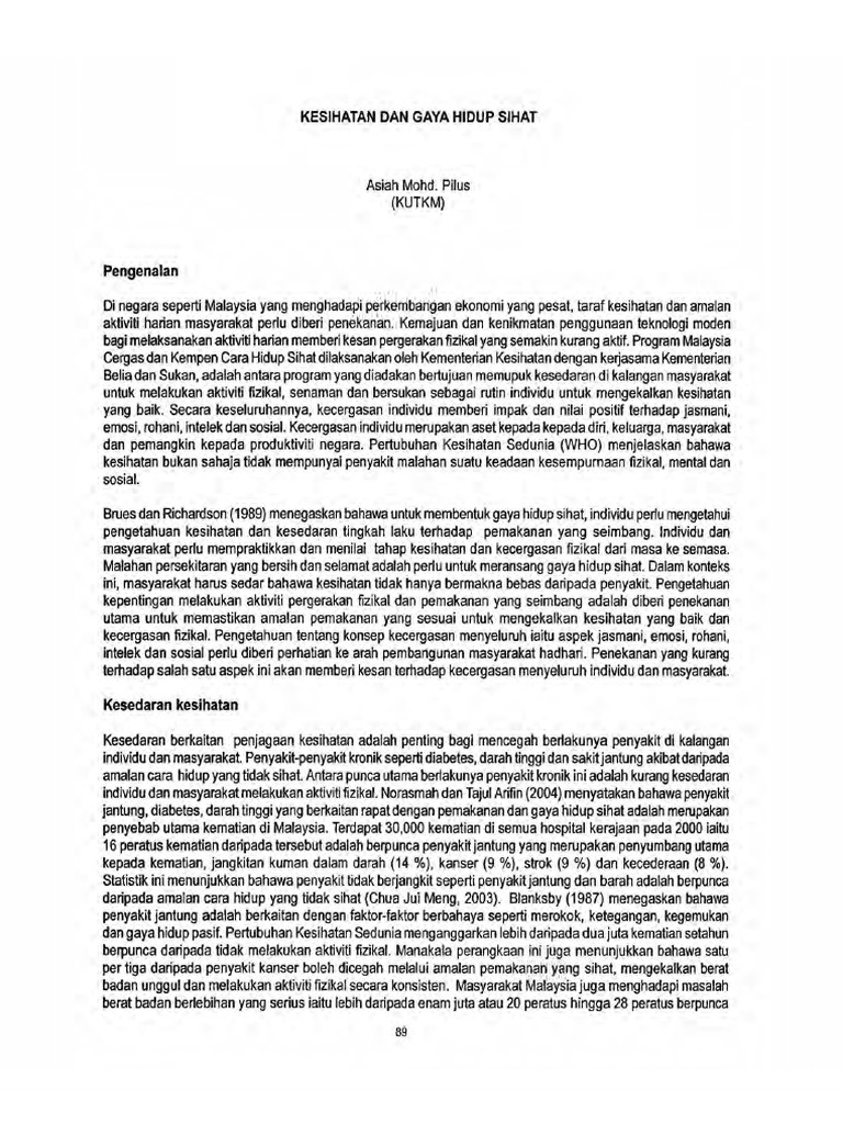 Kesihatan Dan Gaya Hidup Sihat PDF | PDF
