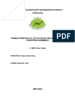 Trabajo Práctico de Taller de Oralidad, Lectura y Escritura - Carla Miranday