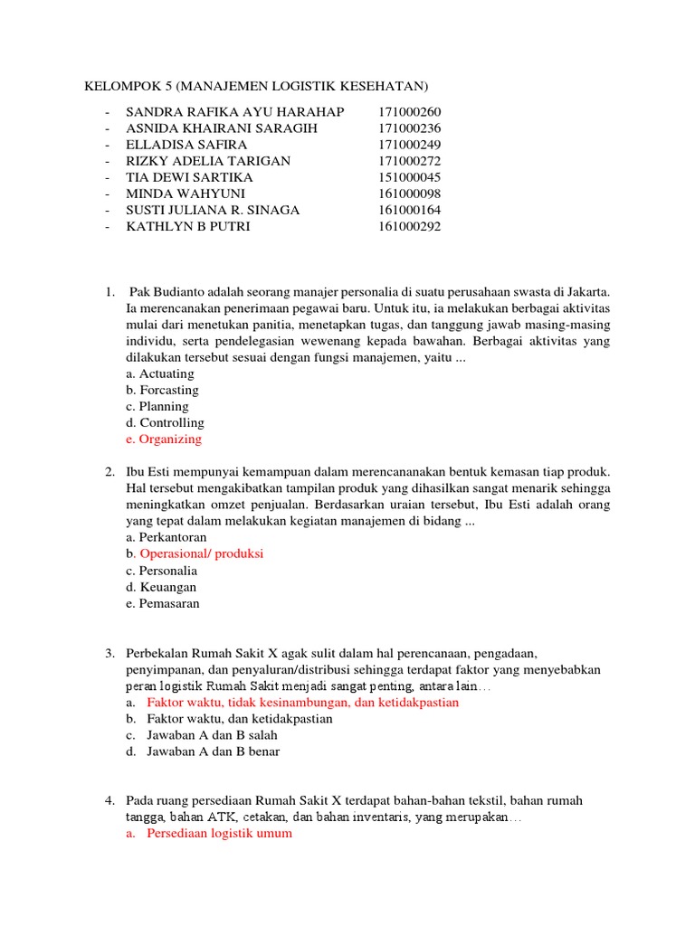 Soal Manajemen Logistik Pdf