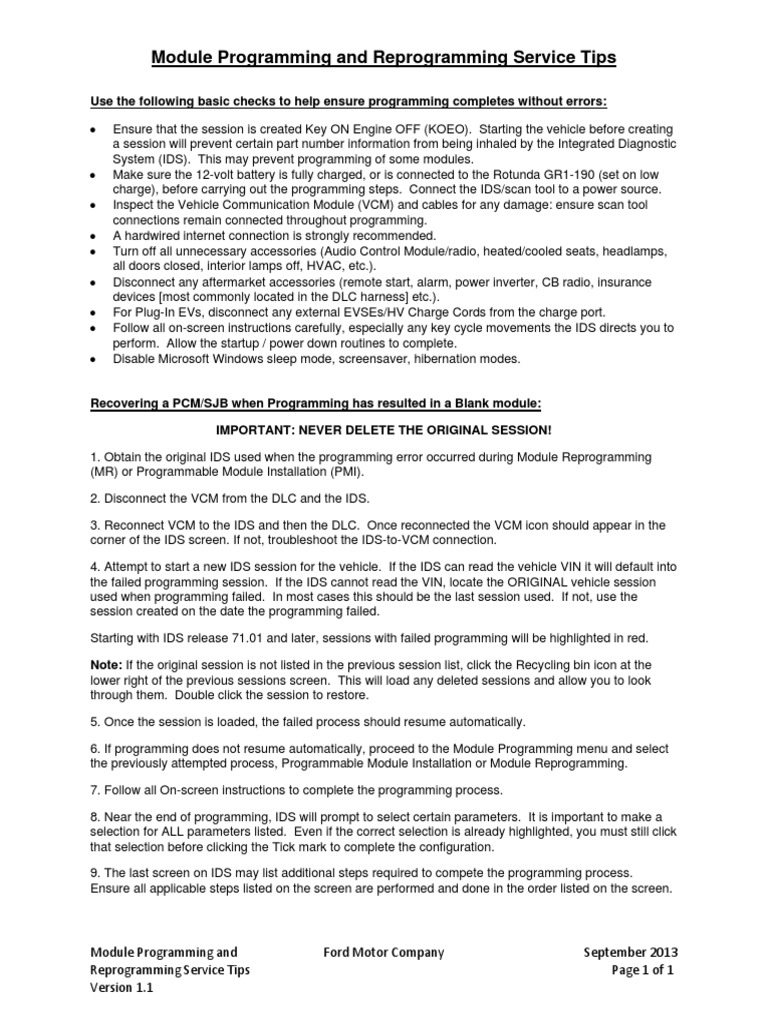 Ford Module Programming Tips | PDF | Electric Vehicle | System Software