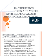 Characteristics of Children and Youth With Emotional and Behavioral Disorders