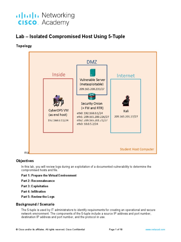 12.4.1.2 Lab - Isolate Compromised Host Using 5-Tuple | PDF | File ...