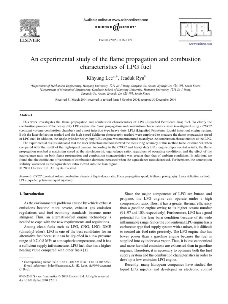 An Experimental Study of The Flame Propagation and Combustion ...
