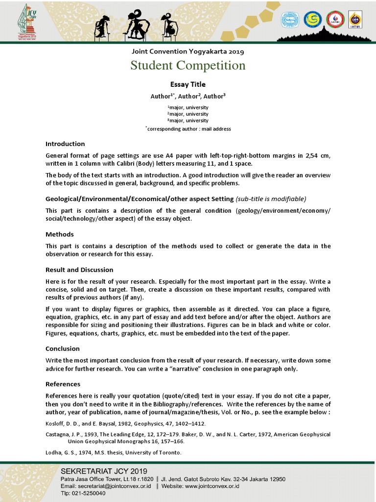 Yogyakarta 2019 Student Essay Competition | PDF | Essays | Graphics
