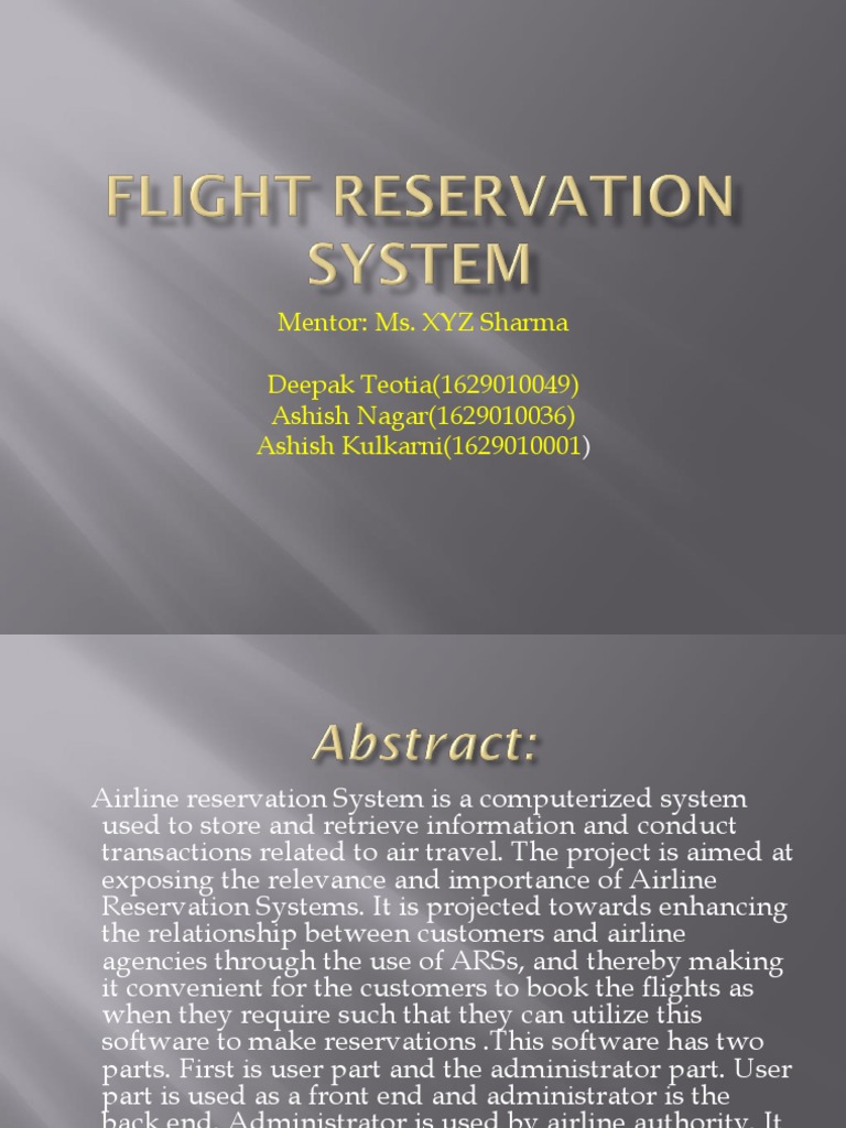 Flight Reservation System | PDF | Travel Agency | Databases