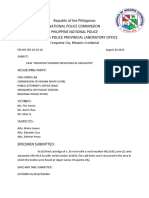 Republic of The Philippines National Police Commission Philippine National Police Oroquieta Police Provincial Laboratory Office