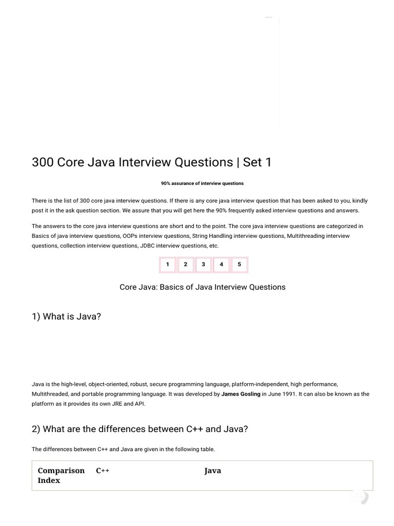 300 Core Java Interview Questions - Set 1: Powerful 125cc Engine | PDF ...