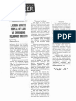 Philippine Daily Inquirer, Oct. 22, 2019, Lagman Wants Repeal of Law Vs Offending Religious Beliefs PDF