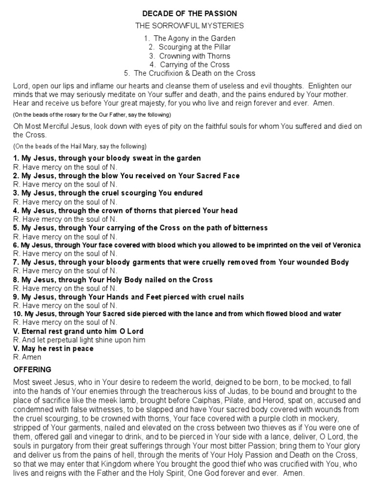 Novena For The One Who Has Died PDF Mercy Rosary