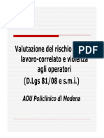 Valutazione Del Rischio Stress Lavoro-Correlato e Violenza Agli Operatori