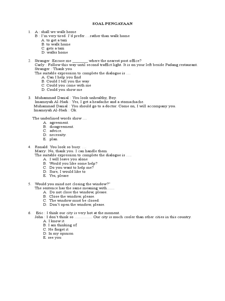 Soal Pengayaan Bahasa Inggris 2019 Telecommunications Technology Engineering