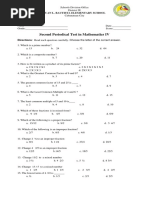 Second Periodical Test in Mathematics IV: Juan L. Bautista Elementary School