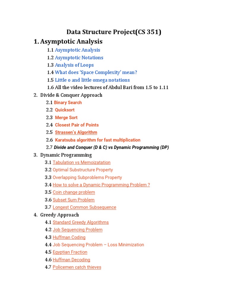 Data Structure Project (CS 351) | PDF