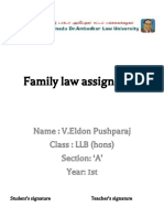 Family Law Assignment: Name: V.Eldon Pushparaj Class: LLB (Hons) Section: A' Year: 1st