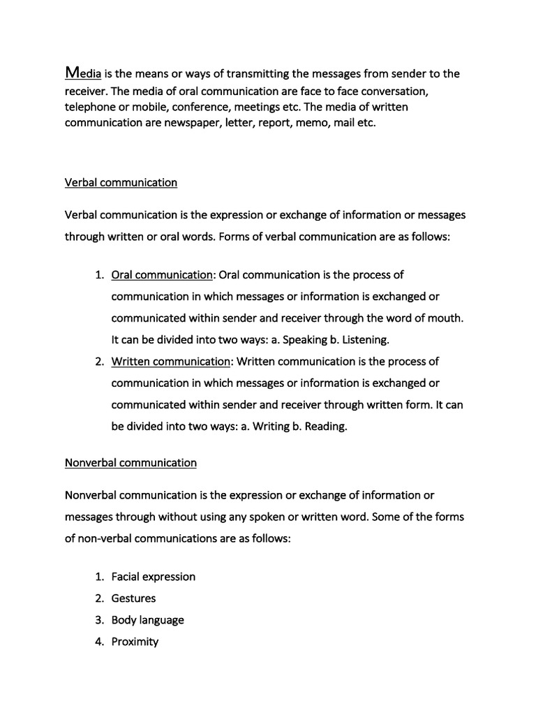 Media Is The Means or Ways of Transmitting The Messages From Sender To ...