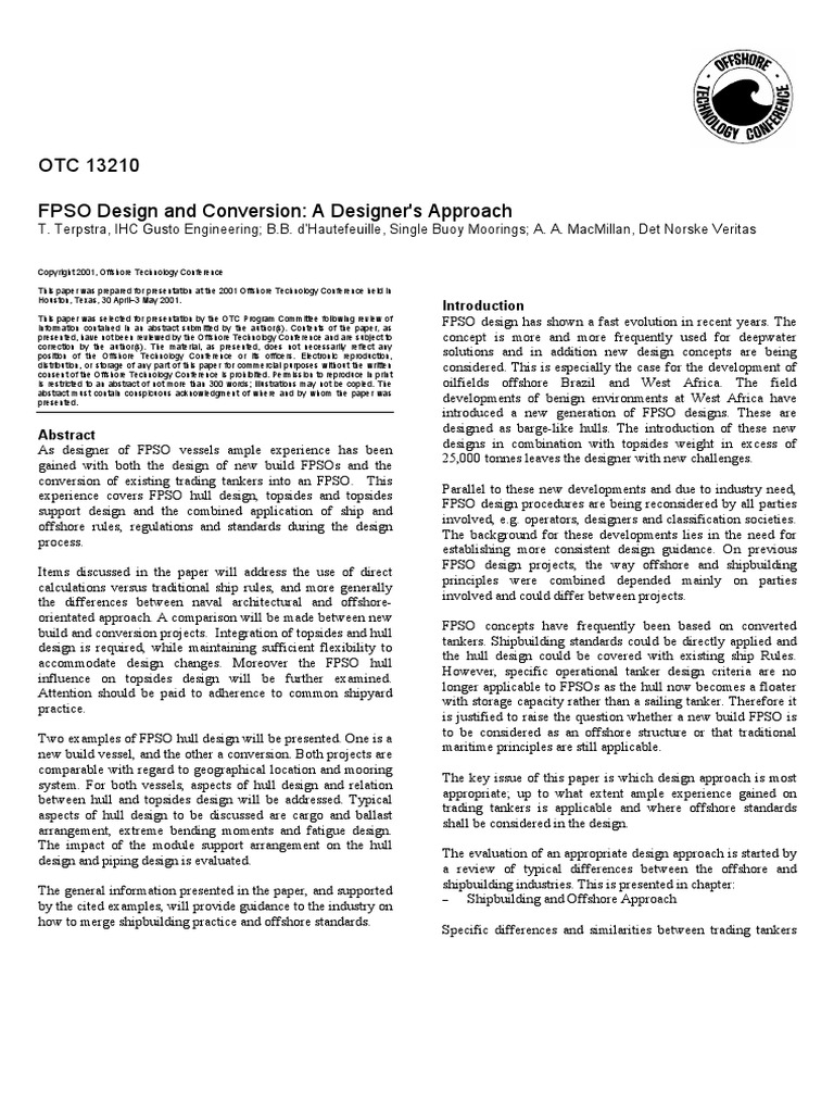 FPSO Design and Conversion A Designer Approach PDF | PDF | Ships | Oil ...