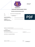 Human Resource Development Office: Personnel Complaints/Feedback Form