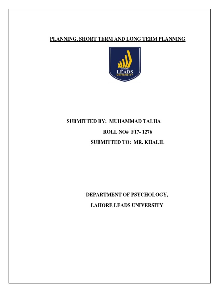 Planning, Short Term and Long Term Planning | PDF | Planning | Inventory